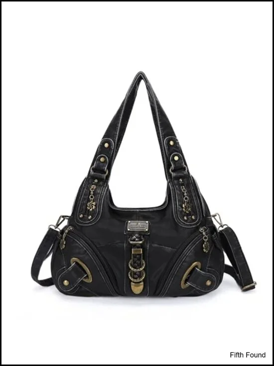 Washed PU Leather Hobo Satchel Convertible Shoulder Bag Large