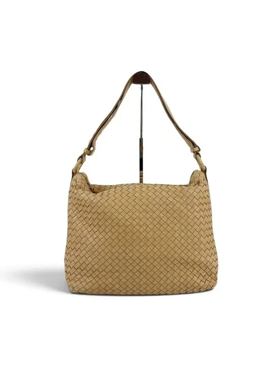 Bottega Veneta Intrecciato Leather 2-Way Hobo Beige