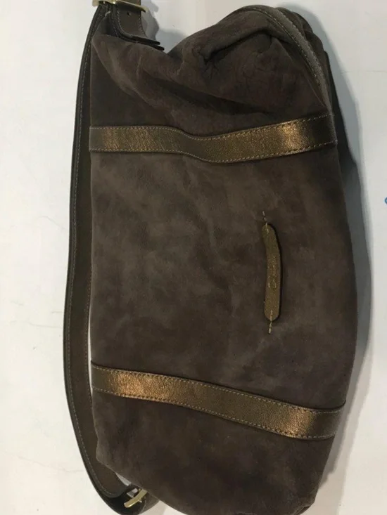 Women’s Cole Haan Brown Suede/Metallic Gold Leather Hobo Shoulder Bag