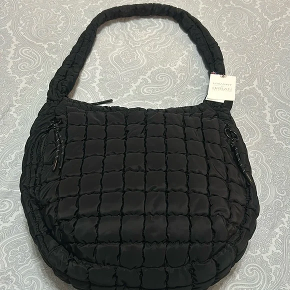 Urban Outfitters Quilted Tote Bag Puffer Hobo Purse Crossbody Black NWT
