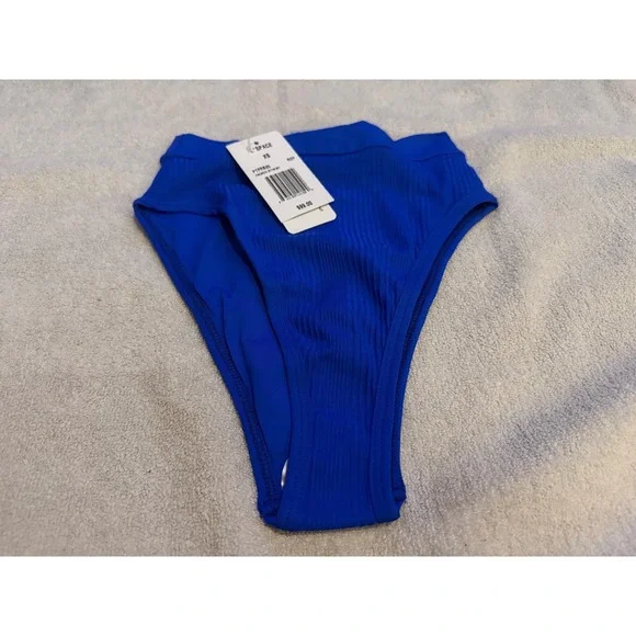 L*Space Frenchi Bitsy Cut High Waist Ribbed Bikini Bottom Royal Blue XS PTFRB20