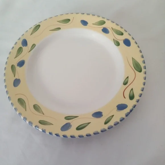 Pier‎ 1 Palermo Dinner Plate Handpainted Earthenware Italy Blue Olive Yellow