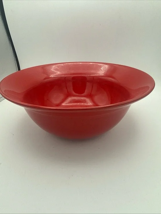 Earthenware Exclusively For Pier 1 Red Rimmed Salad Serving Bowl 10”x 5” Spain