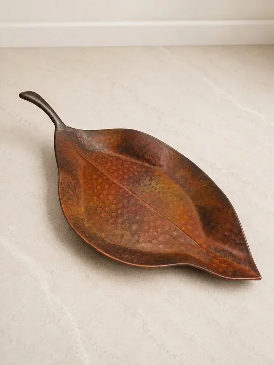 Pier 1 Hammered Metal Leaf Tray Platter 23
