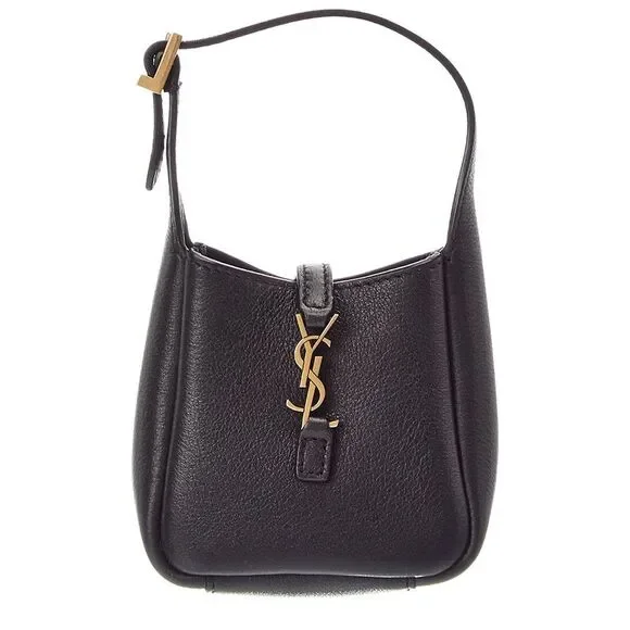 Saint Laurent Le 5 A 7 Micro Leather Hobo Bag, Black