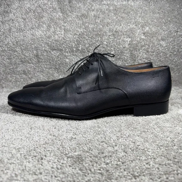 Hugo Boss Derby Shoes Black Micro Textured Leather Made in Italy‎ Mens 11