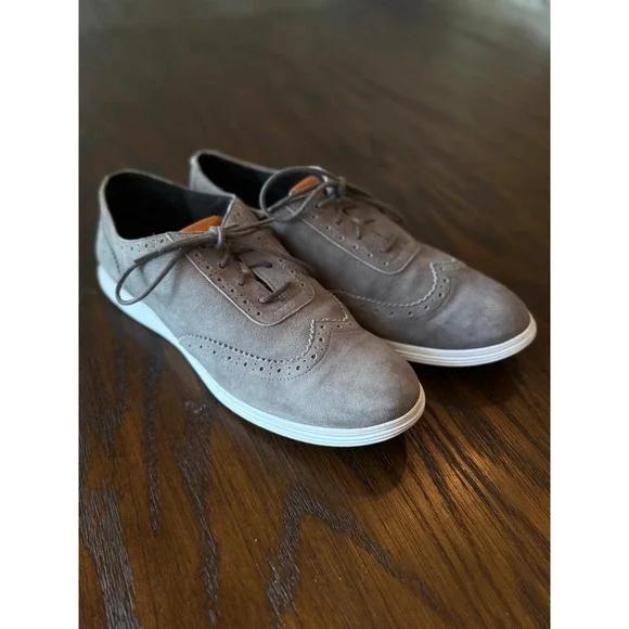 Cole Haan Zerogrand Wingtip Oxford Men's 9B Grey Suede‎ Excellent W05167 Brogue