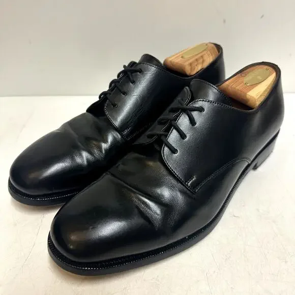 VERY GOOD Polo Ralph Lauren Plain Toe Derby Black Calf Made in Italy 10 D