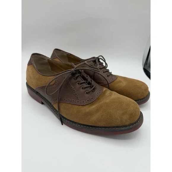 GH Bass Buchanon Mens 10.5 D‎ Saddle Shoes Tan Suede Brown Leather Oxfords