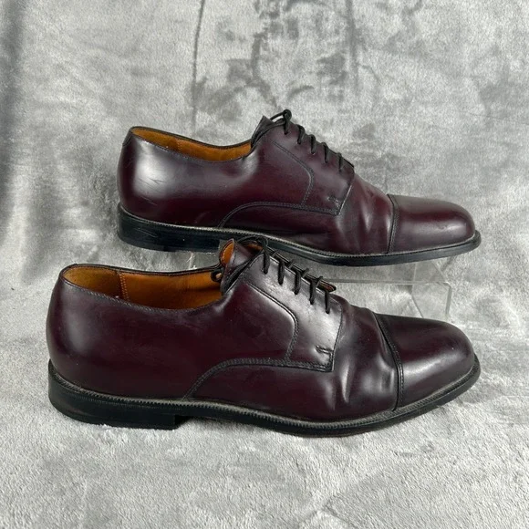 Cole Haan City Mens‎ 11.5 D Burgundy Leather Cap Toe Derby Dress Shoes 837488