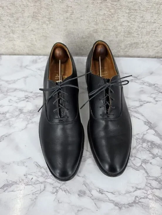 Alden 932 Plain Toe Bal Oxford Black Calf Leather Oxford Dress Shoes - Men