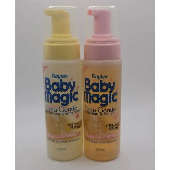 2001 Playtex Baby Magic Gentle Foaming Hair Body Wash & Shampoo Set‎ 7oz NEW