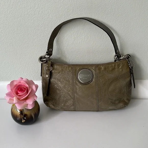 Coach Olive Green Leather Hobo Shoulder Bag