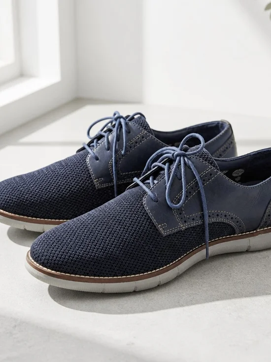 Johnston & Murphy Men's 9.5M Navy Mesh Leather Oxford Dress Casual