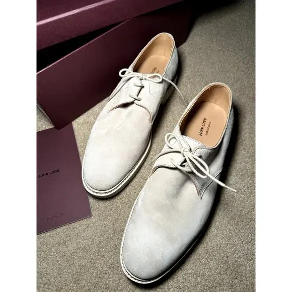 NIB John Lobb Haldon Sand Suede Derby Shoes size UK 8 US 9 EU 42 $1820