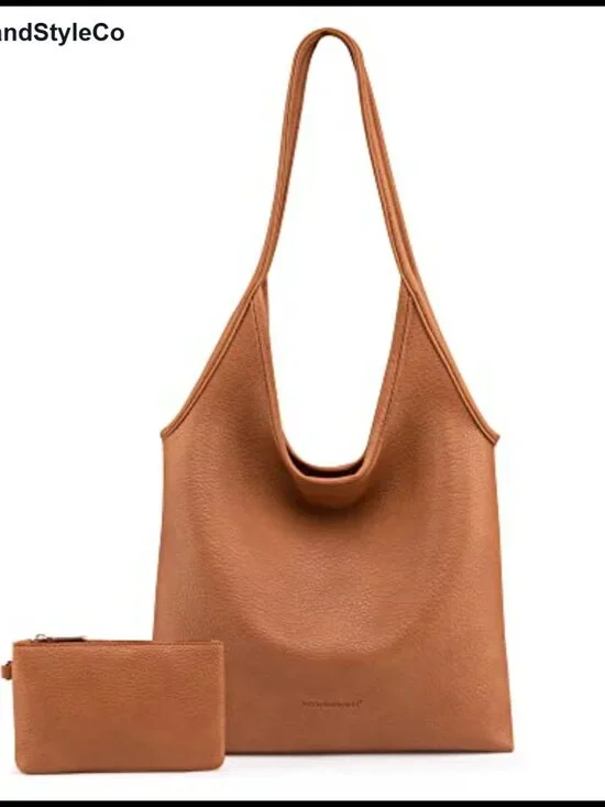 Soft Vegan Leather Slouchy Hobo Shoulder Bag Top Handle Handbag for Women