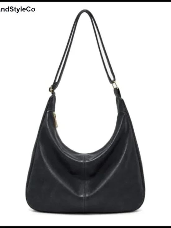 Faux Leather Hobo Shoulder Bag Soft Slouchy Crossbody Tote Purse