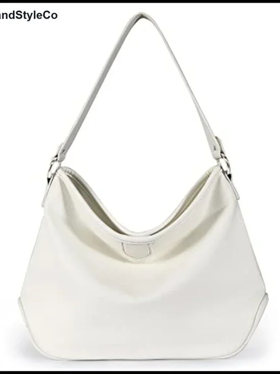 Faux Leather Medium Hobo Shoulder Bag Lightweight Everyday Purse