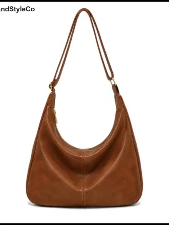 Faux Leather Hobo Shoulder Bag Slouchy Crossbody Tote Purse