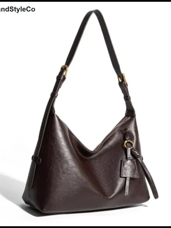 Faux Leather Hobo Shoulder Bag Large Slouchy Crossbody Tote Travel Purse