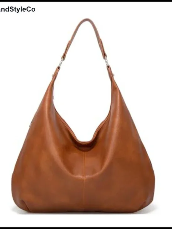 Large Slouchy Hobo Shoulder Bag Vegan PU Leather Tote Purse