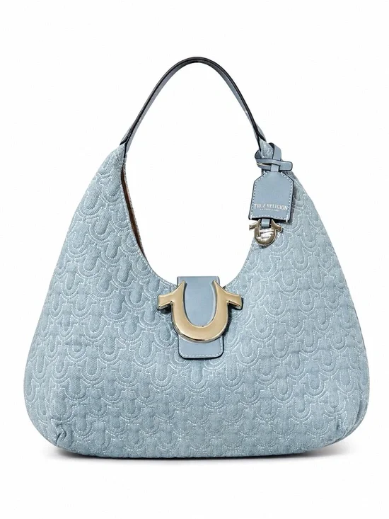 True Religion Light Blue Quilted Hobo Bag