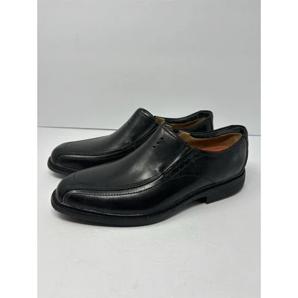 Clarks Unstructured Loafers Mens 9M Black Leather Square Toe Slip On 62156