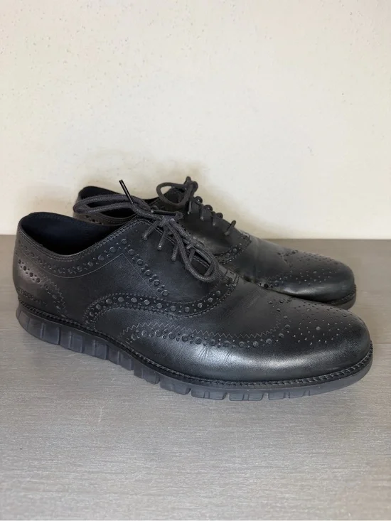 Cole Haan Men's ZERØGRAND Wingtip Oxford SHOES Black Leather Dress Size 12M