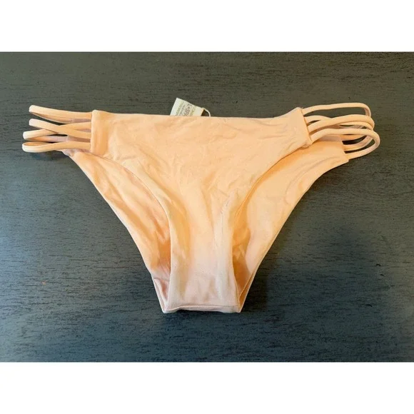 L*Space Estella Bikini Bottom Peach Strappy Cutout Low Rise Swimwear
