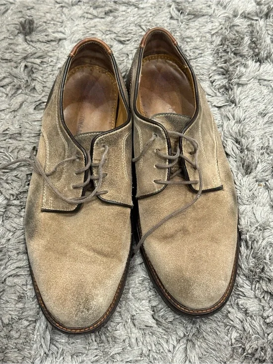 Johnston & Murphy Suade Tan Oxfords Plain Toe Memory Foam Men's Shoes