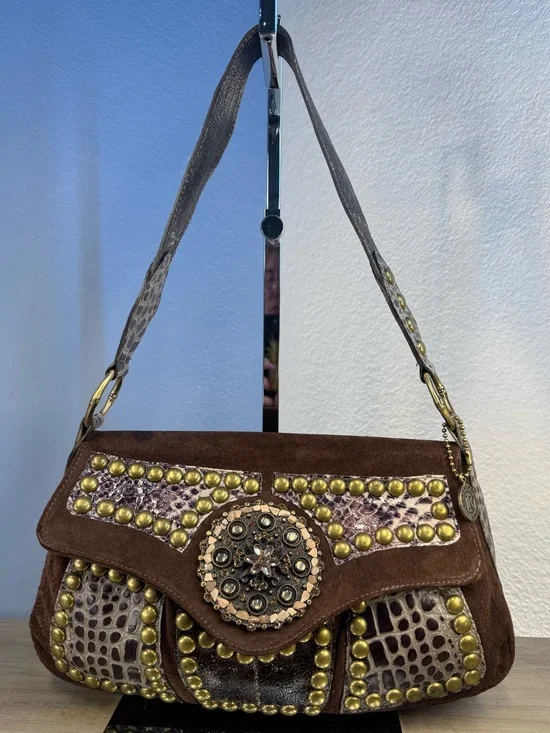 Leatherock USA Handcrafted Exotic Leather Studded Embellished Shoulder Bag