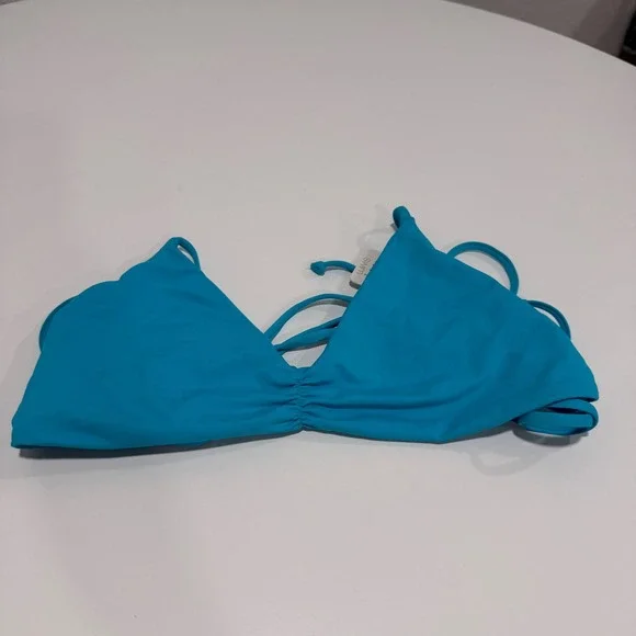 L*Space Haley Bikini Top Turquoise Blue Strappy Back LSHAT15 Large NEW