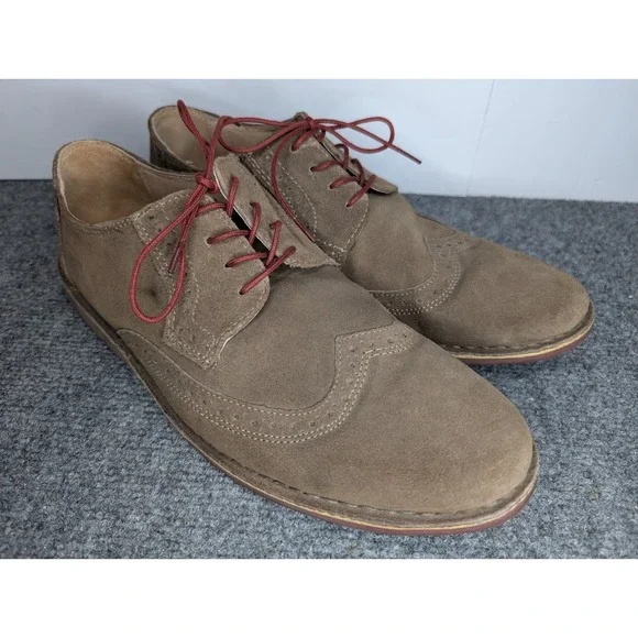 Clarks Men's Tan Suede Dress Shoes Size 10.5 Oxfords Wingtip‎