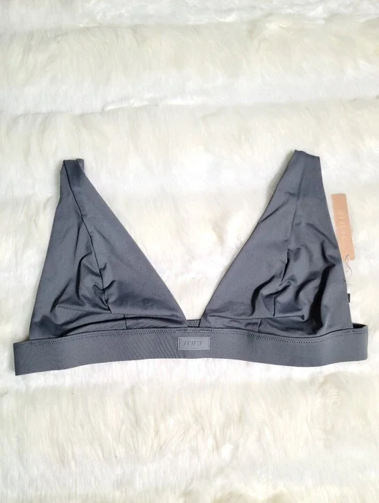 SKIMS Swim Plunge Bikini Top Grey Gunmetal Women 3X NEW