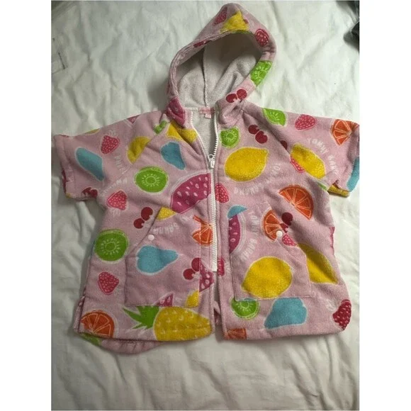 Tommy Bahama Pink Hooded Fruit-Print Kids Bath Robe