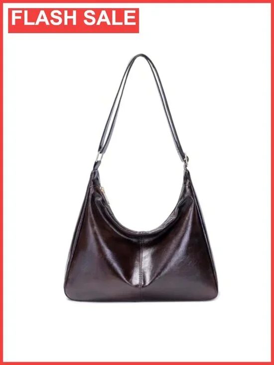 Vegan Leather Hobo Shoulder Bag Large Capacity Slouchy Tote Crossbody