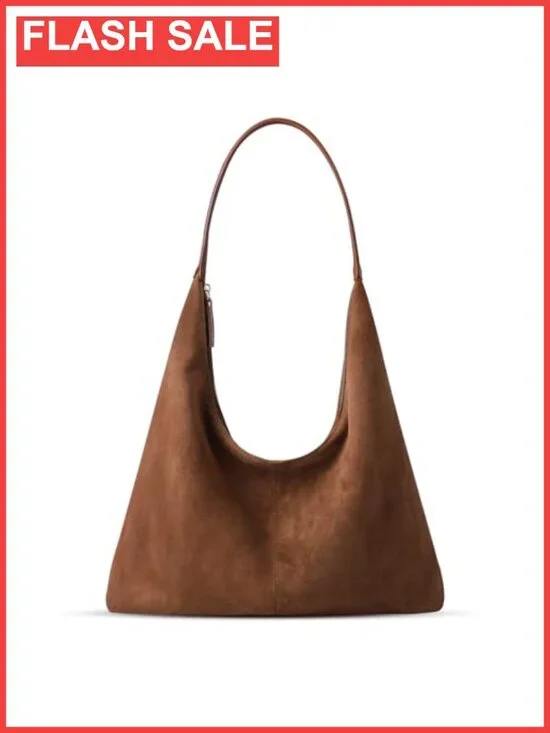 Faux Suede Hobo Shoulder Bag Slouchy Satchel Crossbody Purse