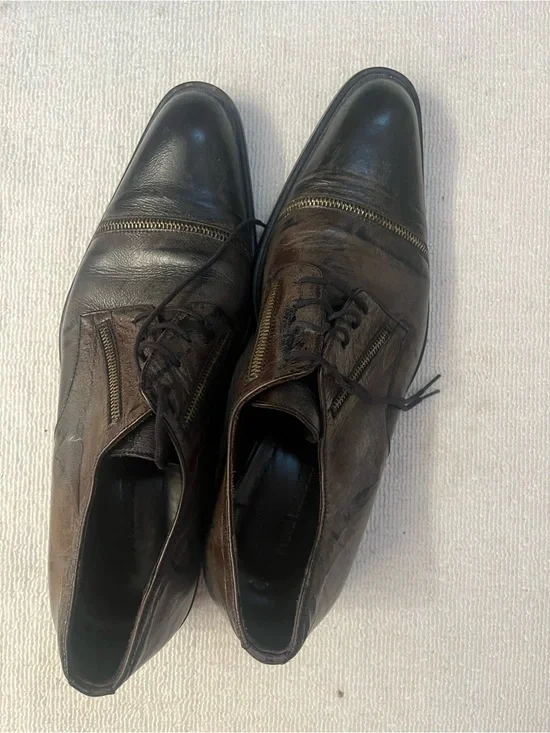 Steve Madden Brown and Black Leather Lace-Up Oxfords with Zippers
