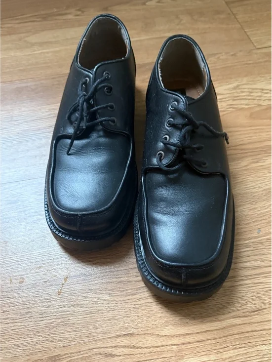 Vintage Hipopotamus derby / Oxford black leather lace-up shoes made in italy