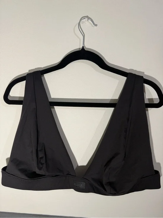 SKIMS Black Deep V Bralette Swim Top