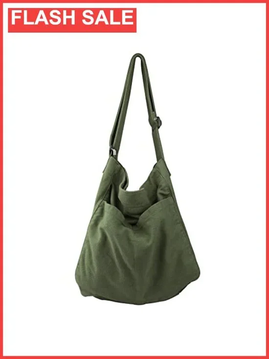 Canvas Hobo Crossbody Shoulder Tote Bag Multi-Pocket Casual Purse Messenger