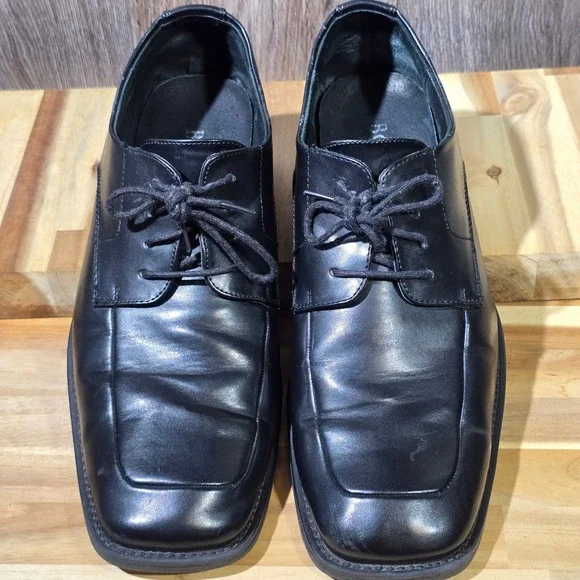 Borelli Martin Dress Shoes 12 Black Leather Square‎ Toe Derby Oxford 323083