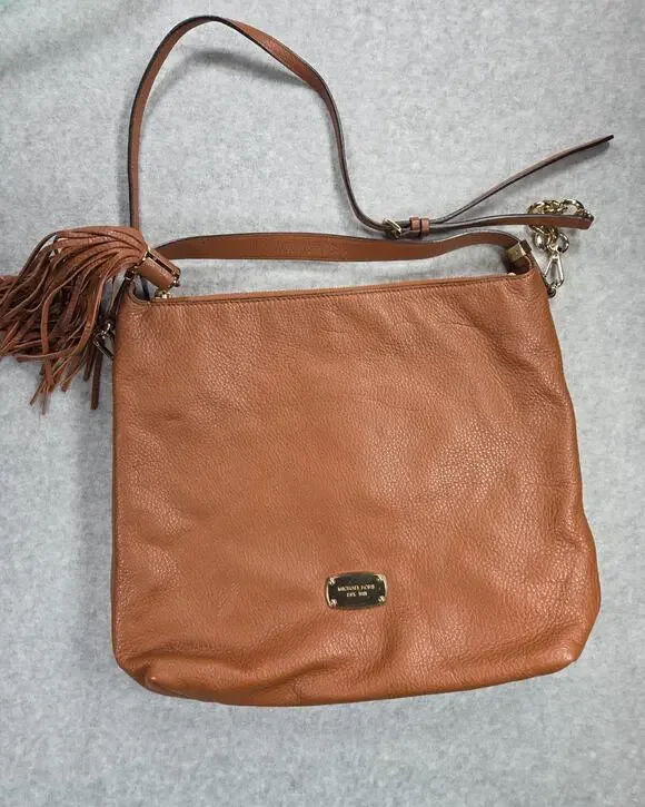 Michael Kors Bedford Large Convertible Hobo Crossbody Bag Luggage Brown Leather