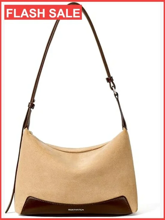 Small Crossbody Hobo Bag with Adjustable Strap Faux Suede PU Leather