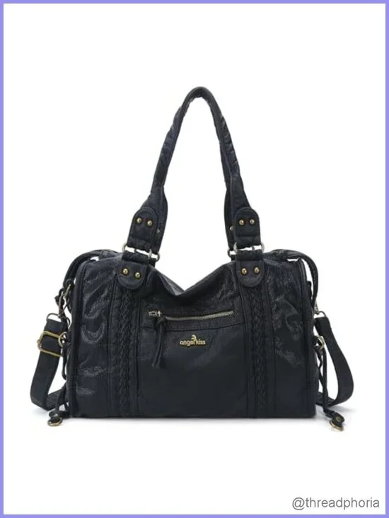 Large Vegan Leather Hobo Satchel Tote Shoulder Bag Fits 15.6