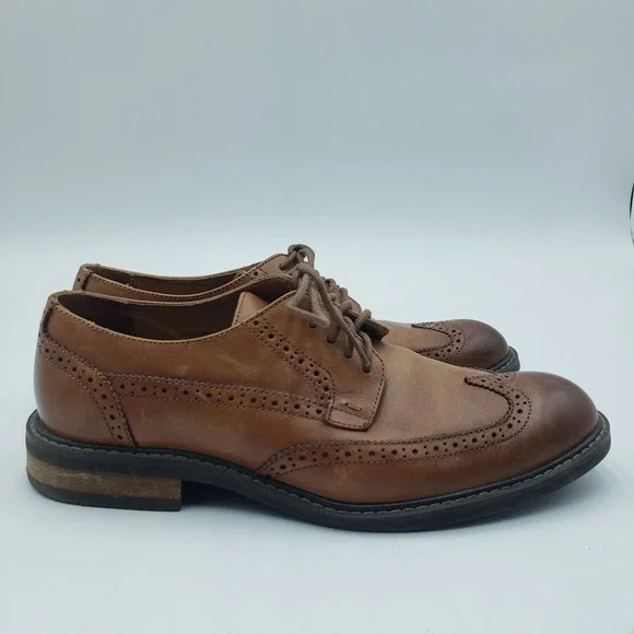 Vionic‎ Bruno Wingtip Oxford Dress Shoes Mens Size 9 Tan Brown Leather Lace Up