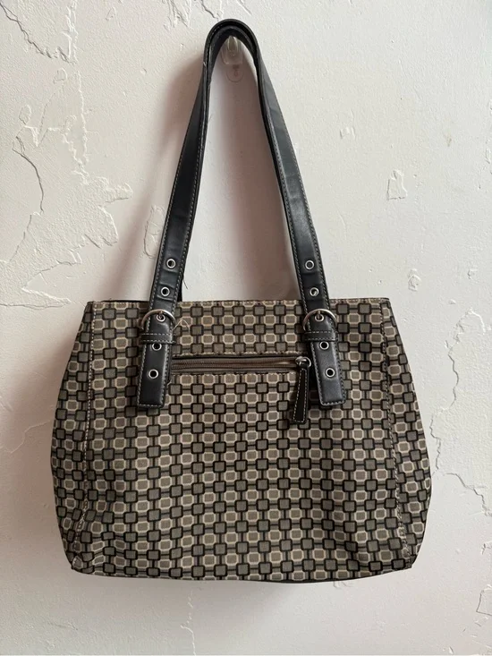 Nine West Black and Tan Patterned Hobo Tote