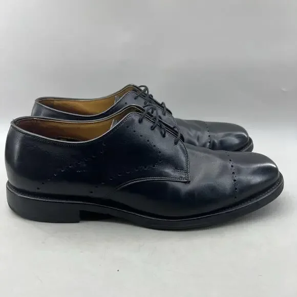 Allen Edmonds Troy Derby Shoes Men Size 10 D Black Leather Cap Toe Dress Oxford