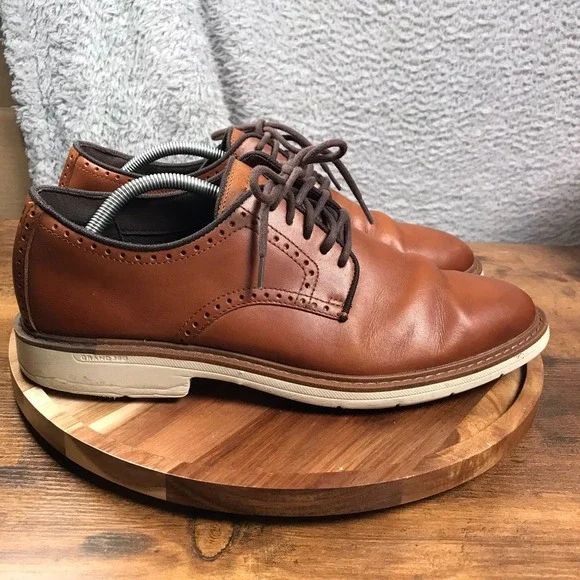 Cole‎ Haan Go To Plain Toe Oxford Mens 10.5M British Tan Leather Derby Shoes