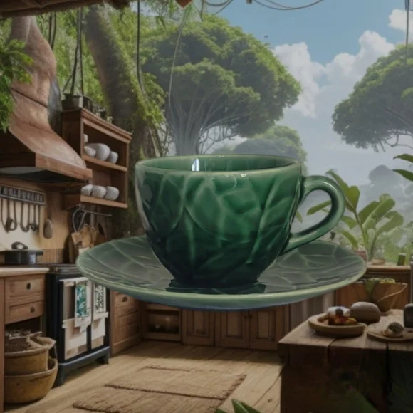 Jade Leaf Teacup and Saucer set
